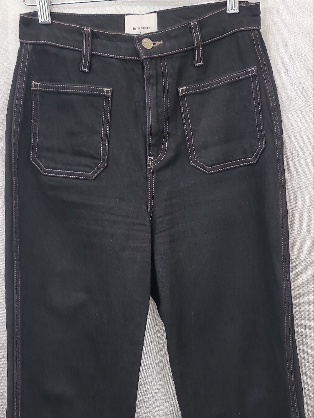 Reformation Alyssa Stretch High Rise Wide Leg Jeans in black Size 27 - Picture 3 of 9